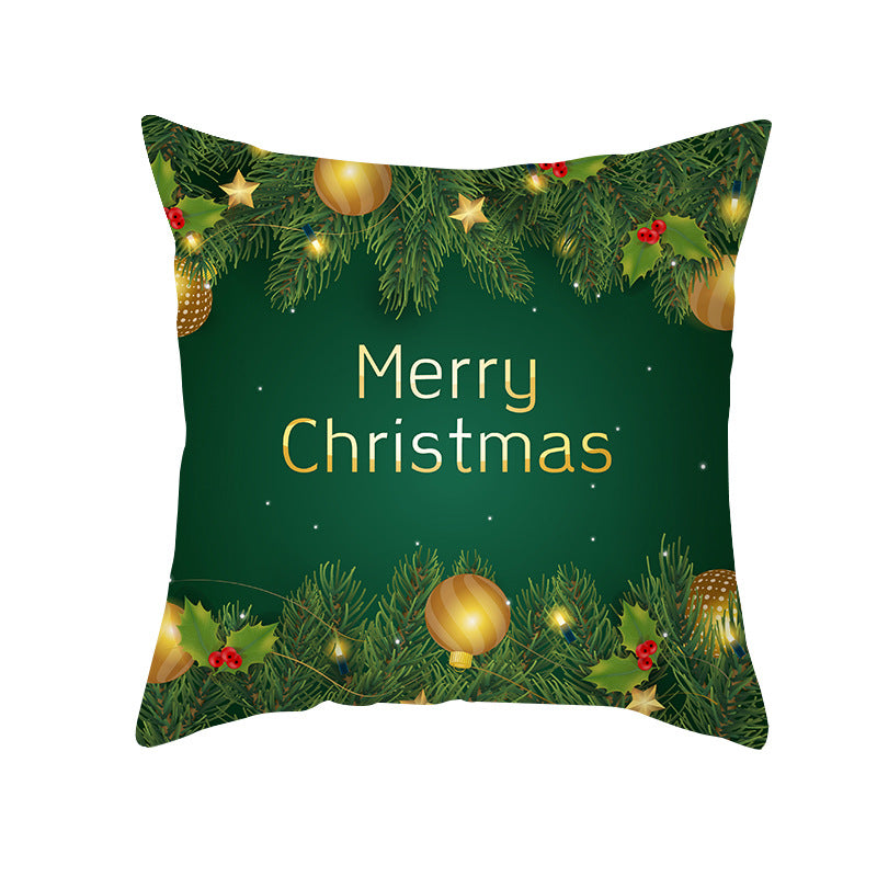 Festive Holiday Square Throw Pillow Cover Merry Christmas Ornaments & Snowflake Print with Concealed Zipper