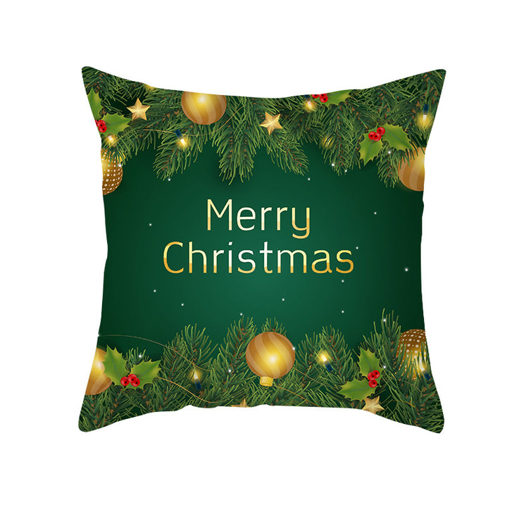 Festive Holiday Square Throw Pillow Cover Merry Christmas Ornaments & Snowflake Print with Concealed Zipper