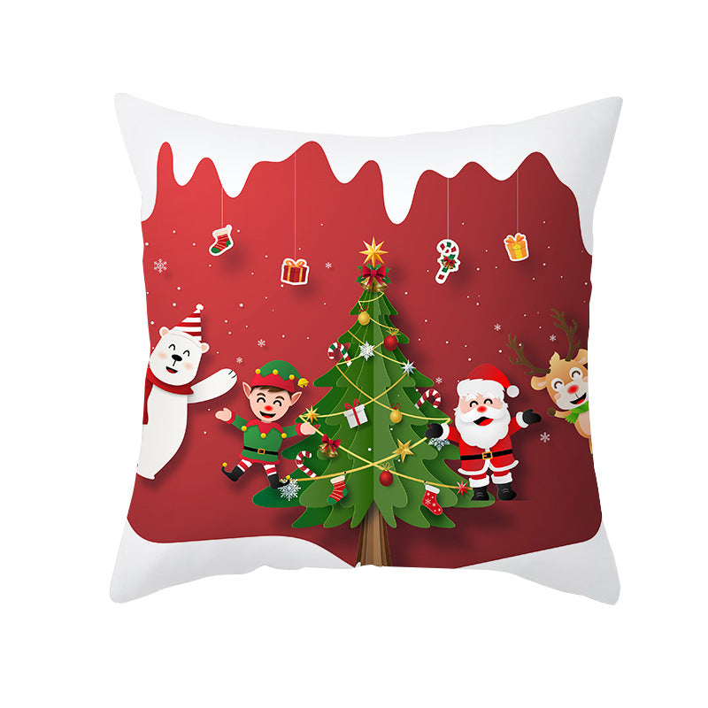 Festive Holiday Square Throw Pillow Cover Merry Christmas Ornaments & Snowflake Print with Concealed Zipper