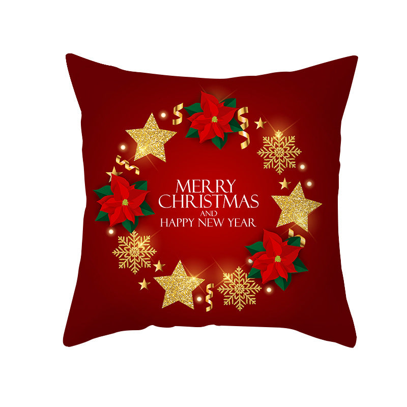 Festive Holiday Square Throw Pillow Cover Merry Christmas Ornaments & Snowflake Print with Concealed Zipper