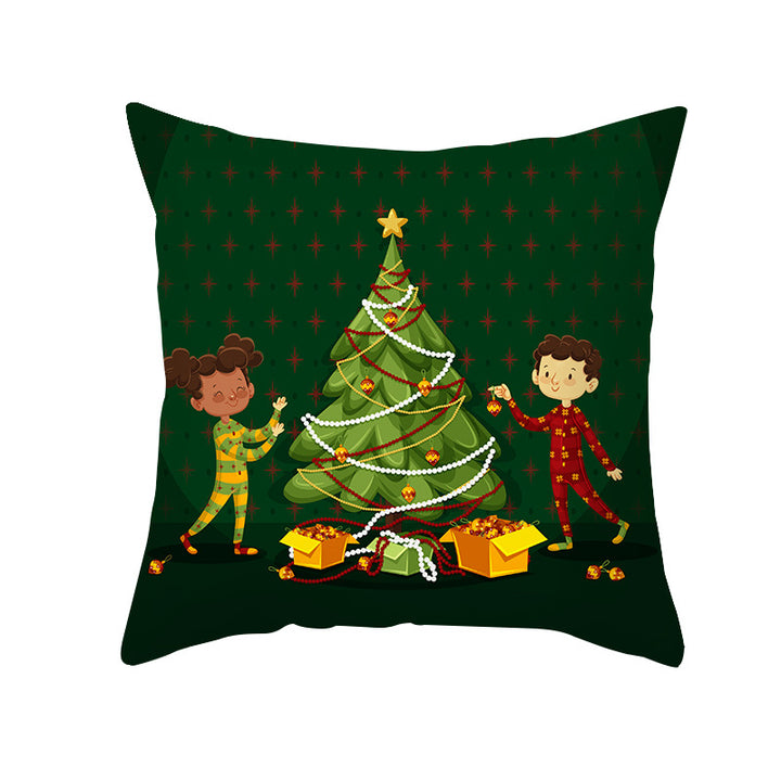 Festive Holiday Square Throw Pillow Cover Merry Christmas Ornaments & Snowflake Print with Concealed Zipper