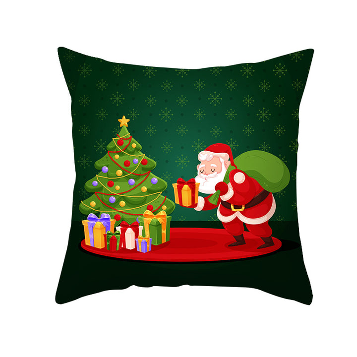 Festive Holiday Square Throw Pillow Cover Merry Christmas Ornaments & Snowflake Print with Concealed Zipper