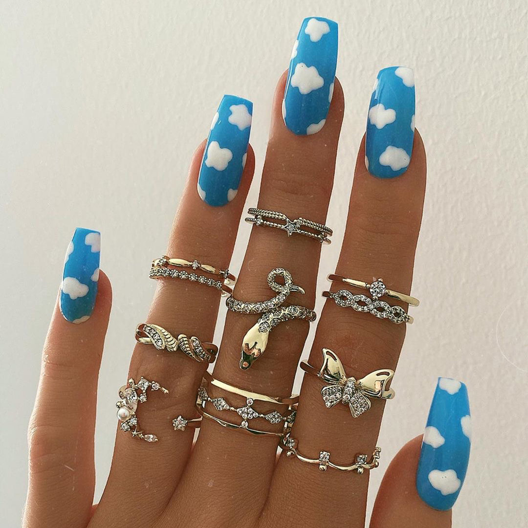 Exquisite artificial nails with cloud design and shine Stornfield