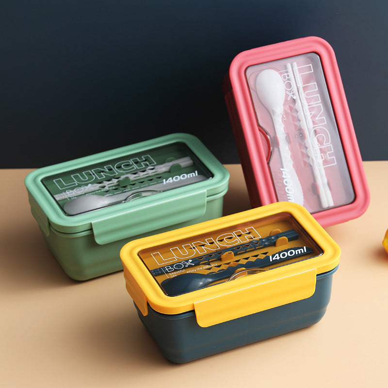 Multi-Compartment Food Storage Lunch Box with Interactive Phone Holder