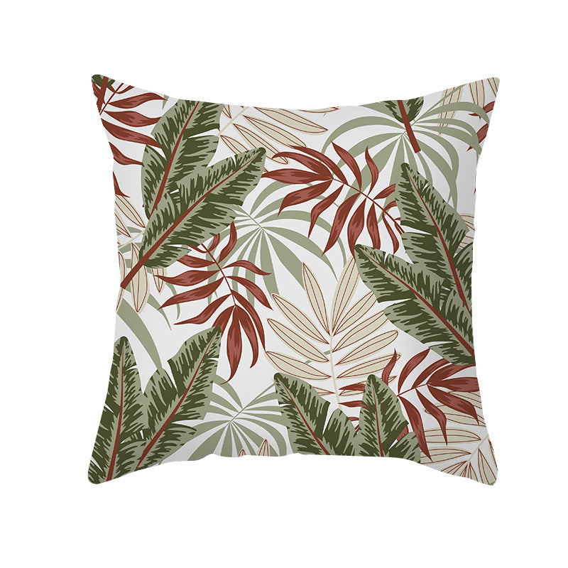 Tropical Floral Linen-Blend Square Throw Pillow Cover with Hidden Zipper