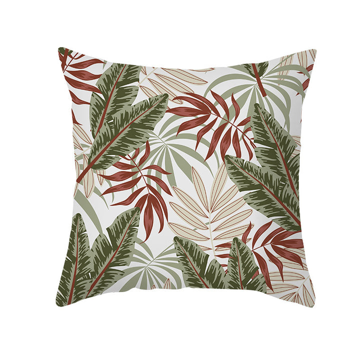 Tropical Floral Linen-Blend Square Throw Pillow Cover with Hidden Zipper