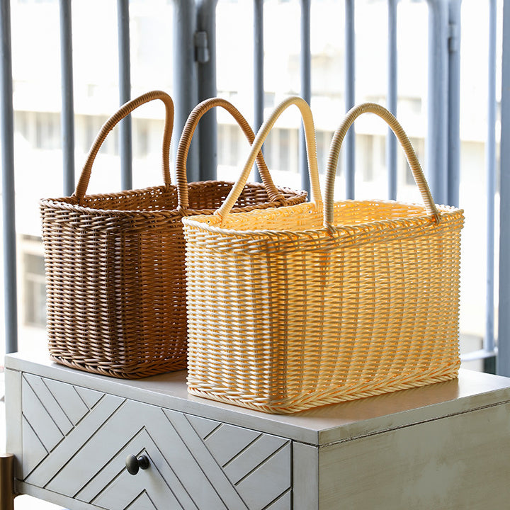 Unisex Handwoven Shopping Basket with Two Handles Stornfield