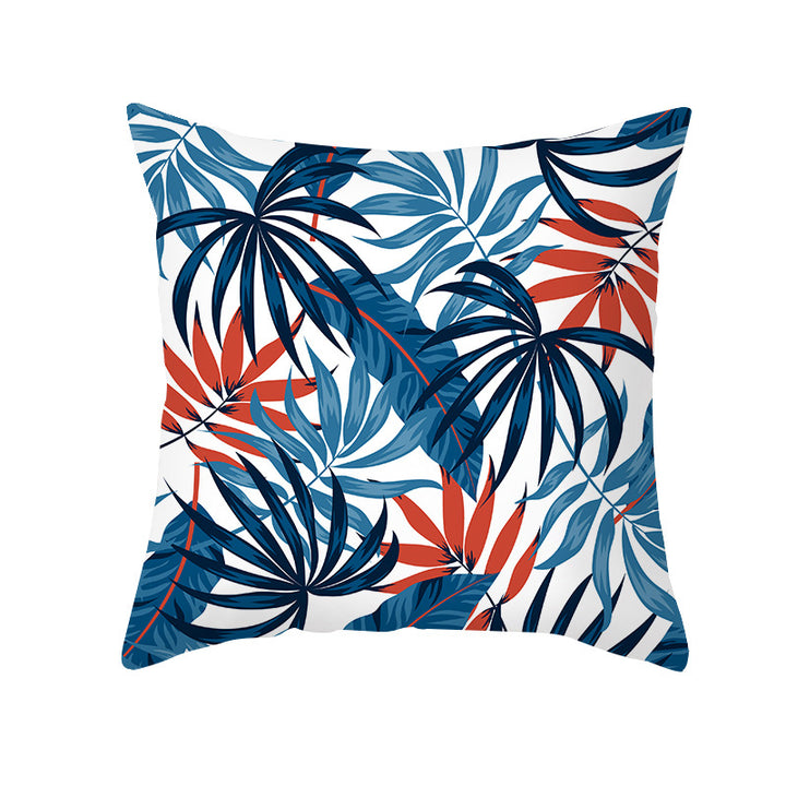 Tropical Floral Linen-Blend Square Throw Pillow Cover with Hidden Zipper
