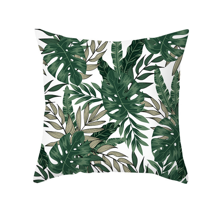 Tropical Floral Linen-Blend Square Throw Pillow Cover with Hidden Zipper