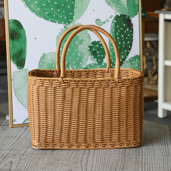 Unisex Handwoven Shopping Basket with Two Handles Stornfield