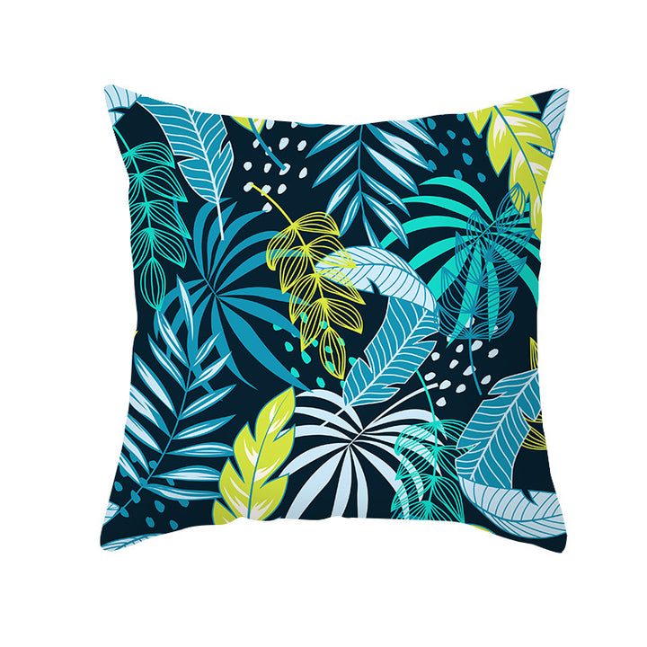 Tropical Floral Linen-Blend Square Throw Pillow Cover with Hidden Zipper