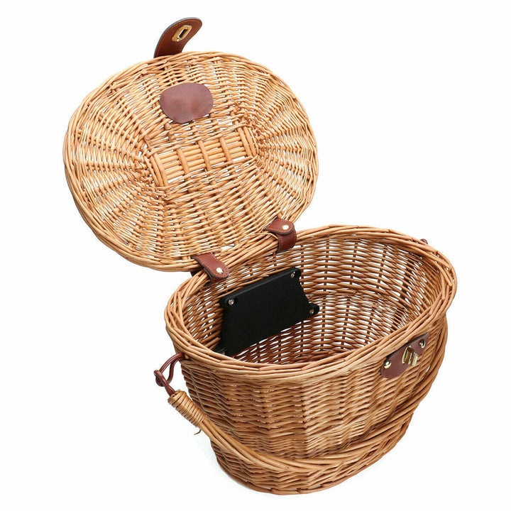 woven rattan bicycle front basket with quick-release mounting system Stornfield