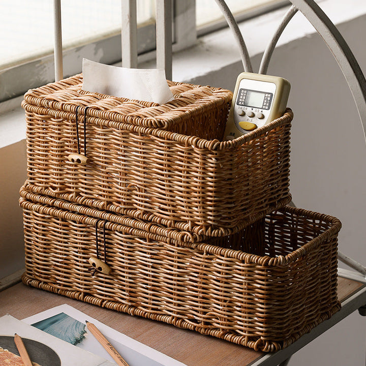 Handmade Wicker Storage Box with Lid Stornfield