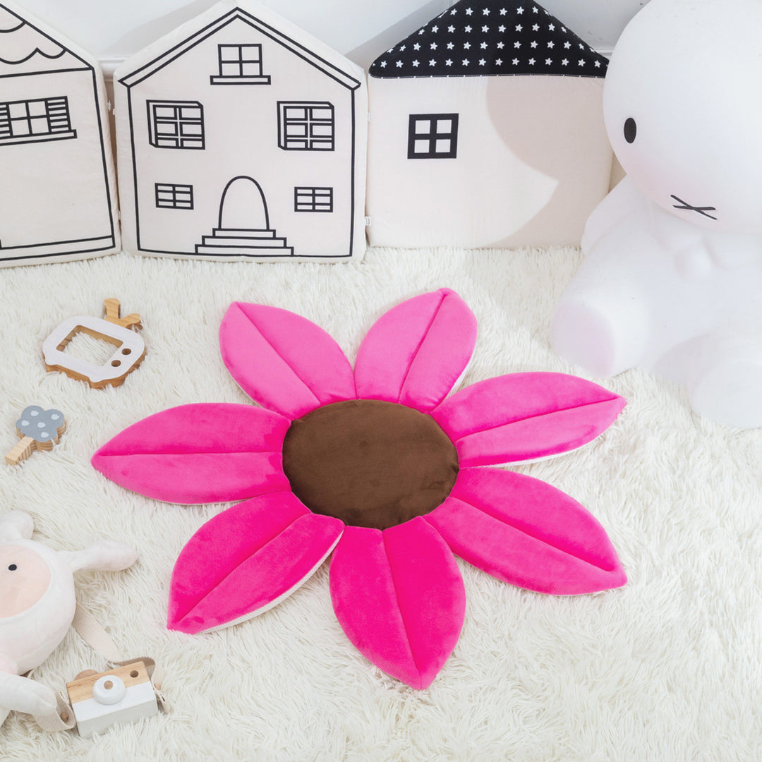 Plush Flower Petal Baby Play Mat for Tummy Time and Nursery Floor Cushion