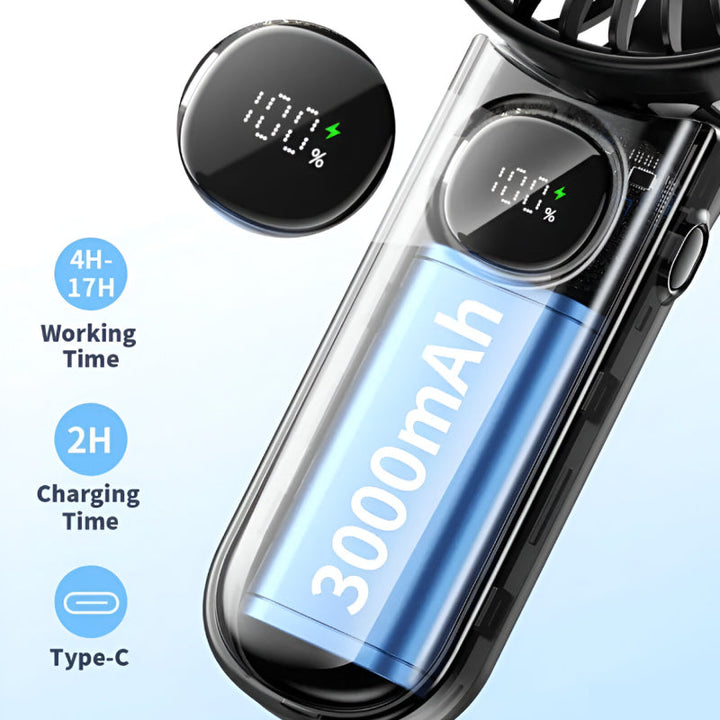 Foldable Portable Handheld Fan with LED Display | Stornfield