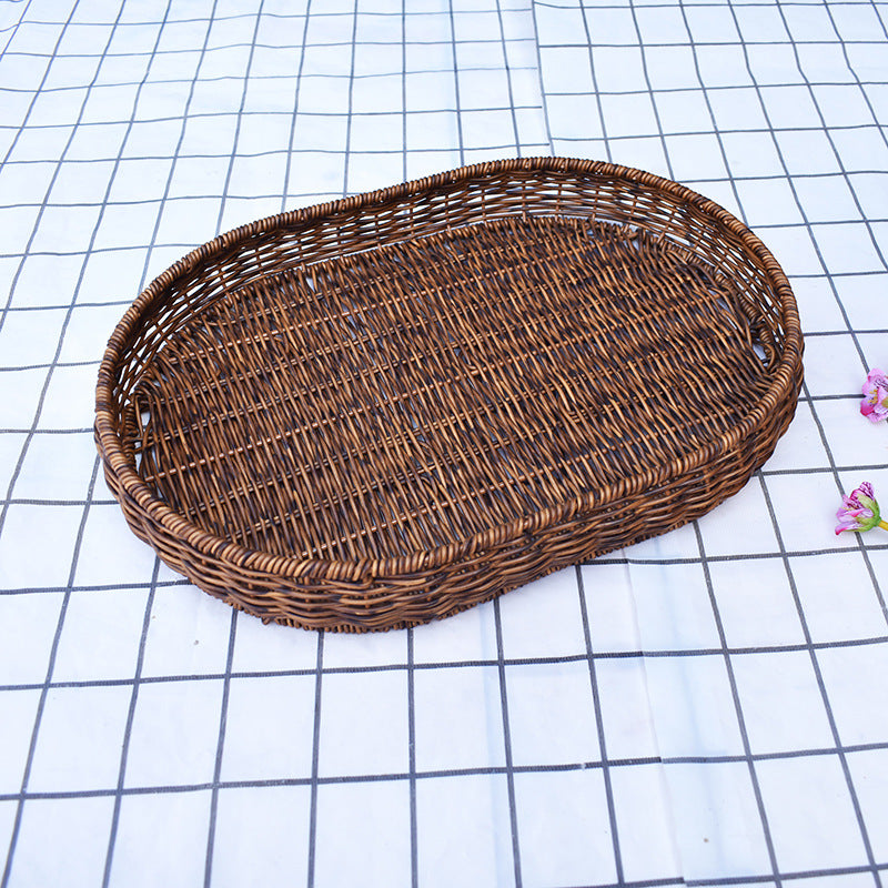 Handcrafted Oval Wicker Serving Basket Stornfield