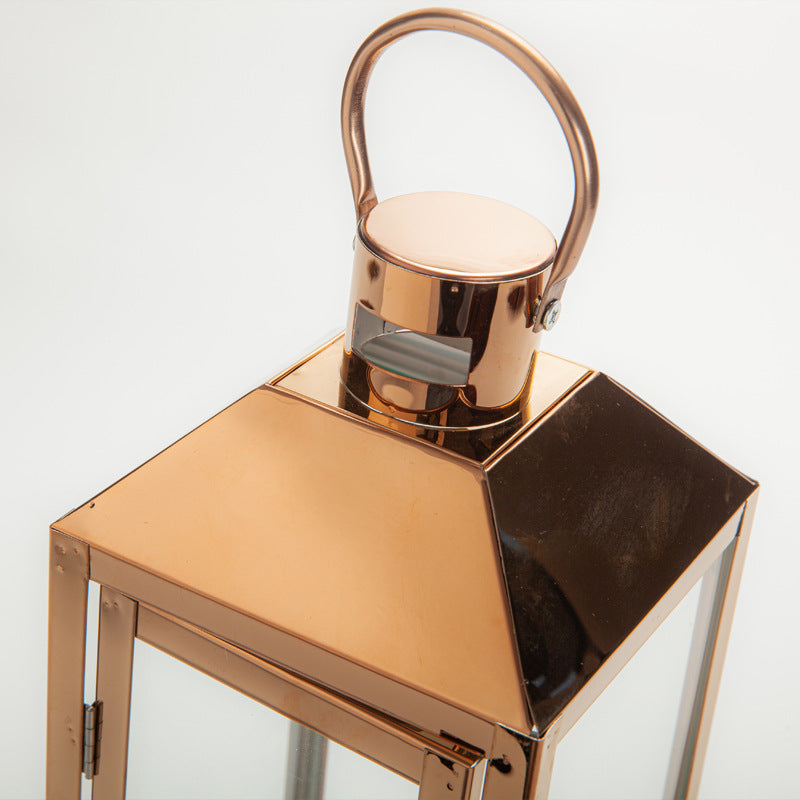 Decorative Gold-Trimmed Glass Lantern Trio with Hinged Door and Carry Ring Stornfield