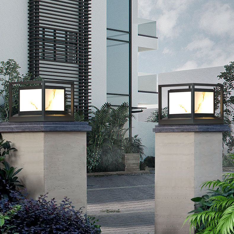 Modern Solar Square Chinese Outdoor Column Head Light LED Lawn Landscape Light | Stornfield