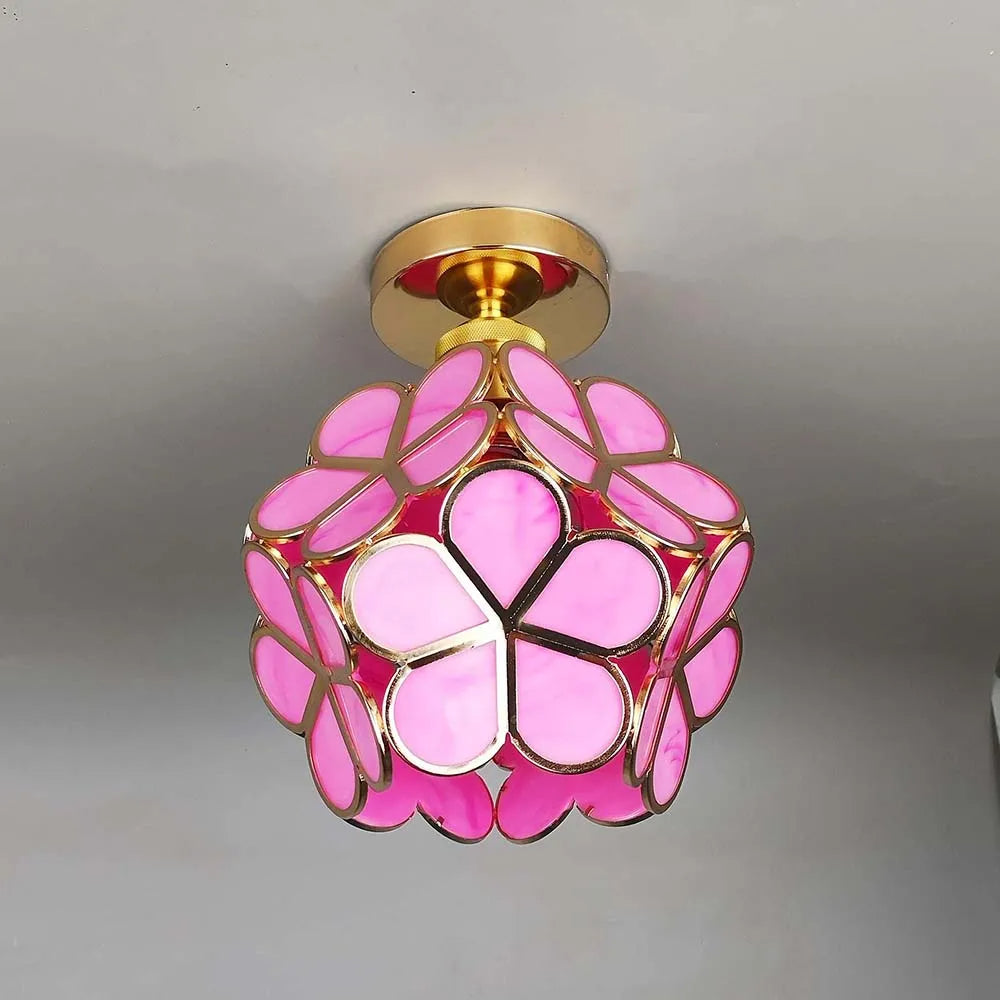 Artistic Glass Ceiling Lamp with Floral Pattern - FlowerHall | Stornfield