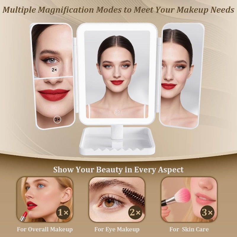 Stornfield Tri-Fold LED Makeup Mirror