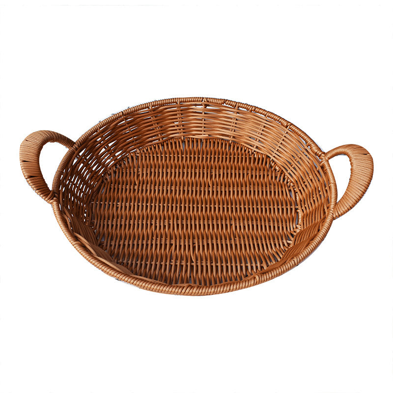 Handwoven Round Serving Basket with Handles Stornfield
