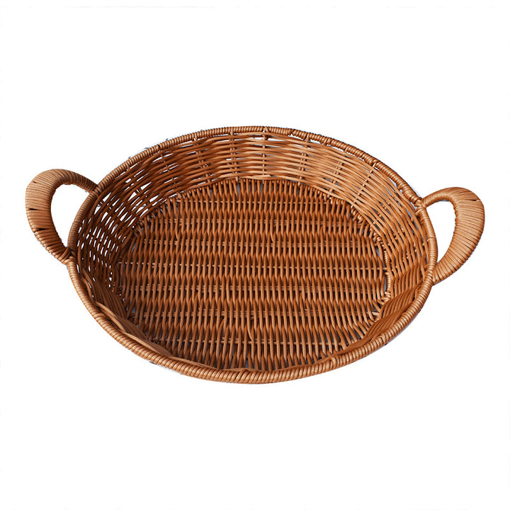 Handwoven Round Serving Basket with Handles Stornfield