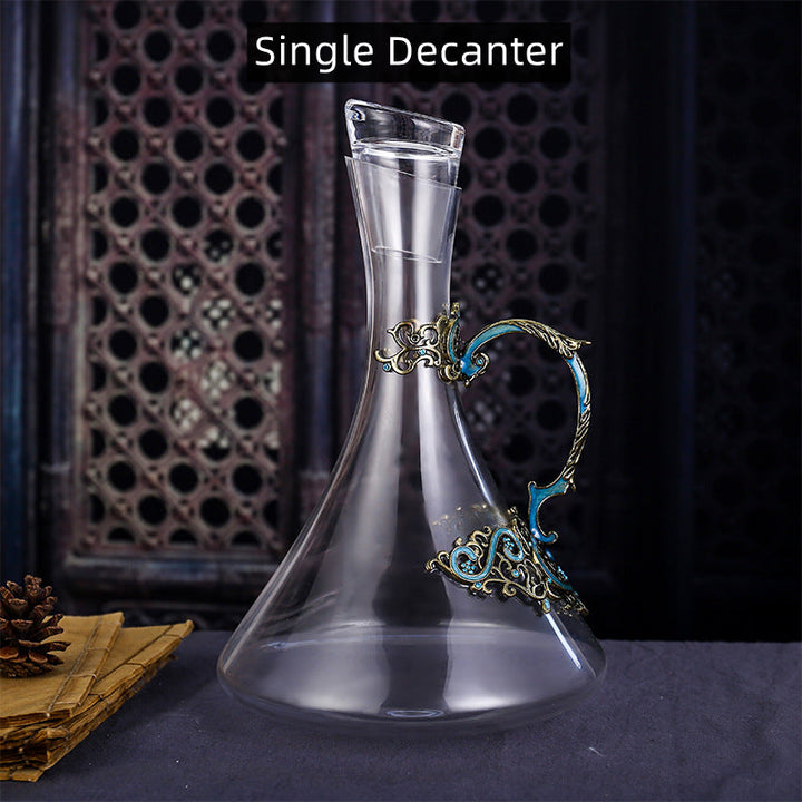 Turquoise Vine Crystal Wine Glasses with Decanter Suitcase Set | Stornfield