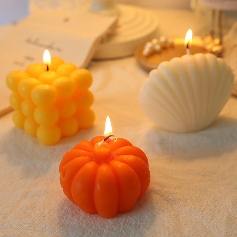 Geometric Bubble-Cube Sculptural Tabletop Wax Candle