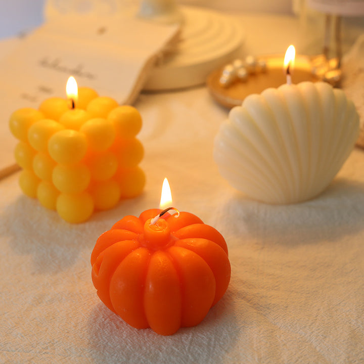 Geometric Bubble-Cube Sculptural Tabletop Wax Candle