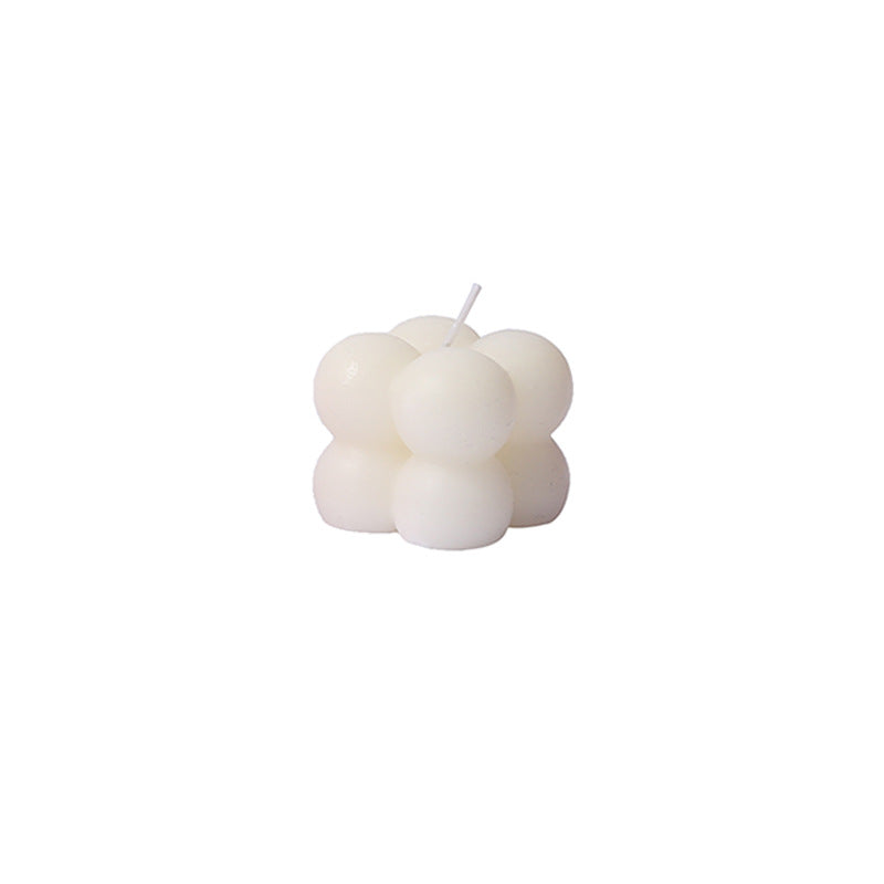 Geometric Bubble-Cube Sculptural Tabletop Wax Candle