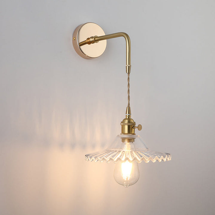 Shaded Glass Wall Light Fixture Vintage Single-Bulb Bedside Wall Mounted Lamp in Gold | Stornfield