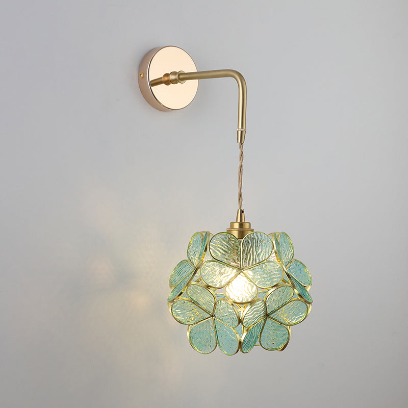 Shaded Glass Wall Light Fixture Vintage Single-Bulb Bedside Wall Mounted Lamp in Gold | Stornfield