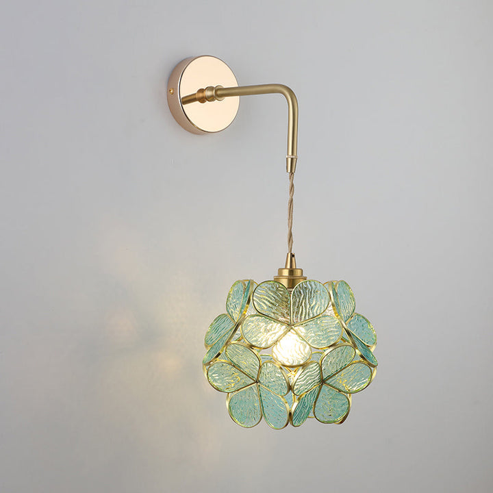 Shaded Glass Wall Light Fixture Vintage Single-Bulb Bedside Wall Mounted Lamp in Gold | Stornfield