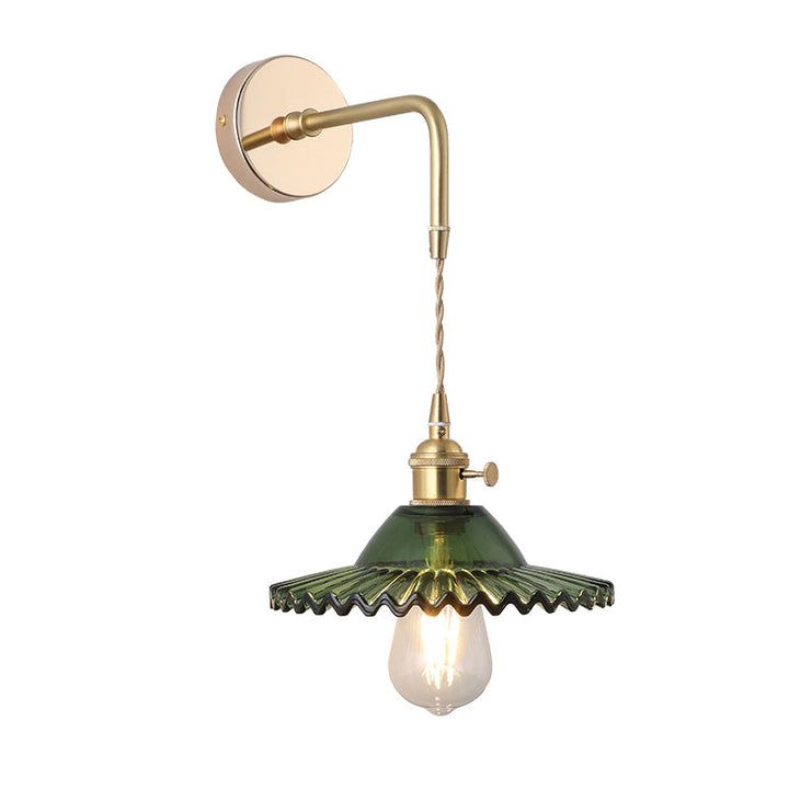 Shaded Glass Wall Light Fixture Vintage Single-Bulb Bedside Wall Mounted Lamp in Gold | Stornfield