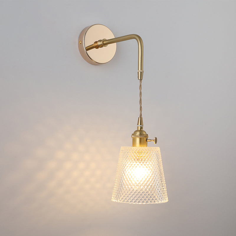 Shaded Glass Wall Light Fixture Vintage Single-Bulb Bedside Wall Mounted Lamp in Gold | Stornfield
