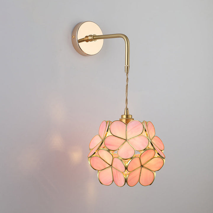 Shaded Glass Wall Light Fixture Vintage Single-Bulb Bedside Wall Mounted Lamp in Gold | Stornfield