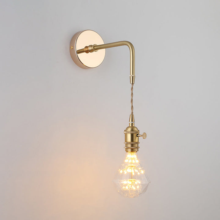 Shaded Glass Wall Light Fixture Vintage Single-Bulb Bedside Wall Mounted Lamp in Gold | Stornfield