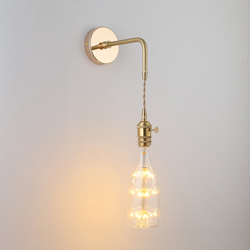 Shaded Glass Wall Light Fixture Vintage Single-Bulb Bedside Wall Mounted Lamp in Gold | Stornfield