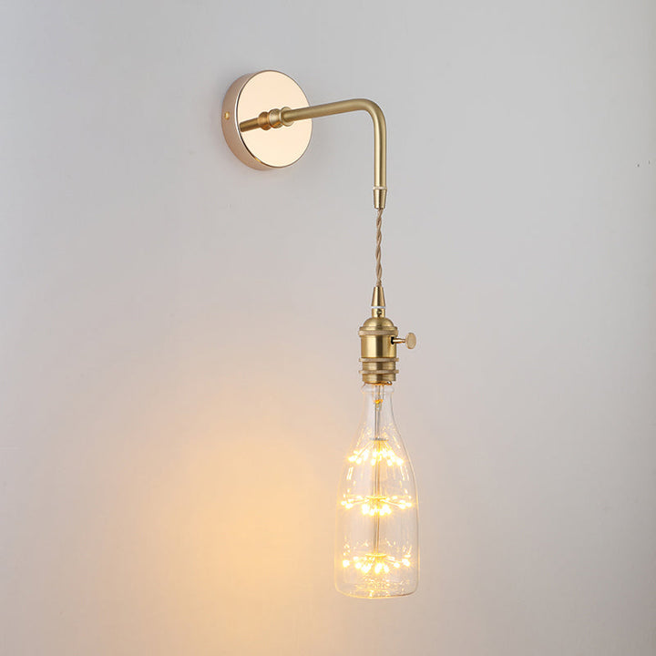 Shaded Glass Wall Light Fixture Vintage Single-Bulb Bedside Wall Mounted Lamp in Gold | Stornfield