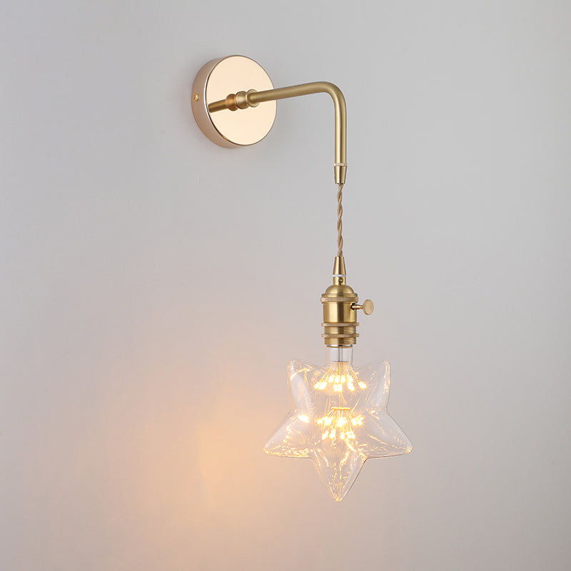 Shaded Glass Wall Light Fixture Vintage Single-Bulb Bedside Wall Mounted Lamp in Gold | Stornfield