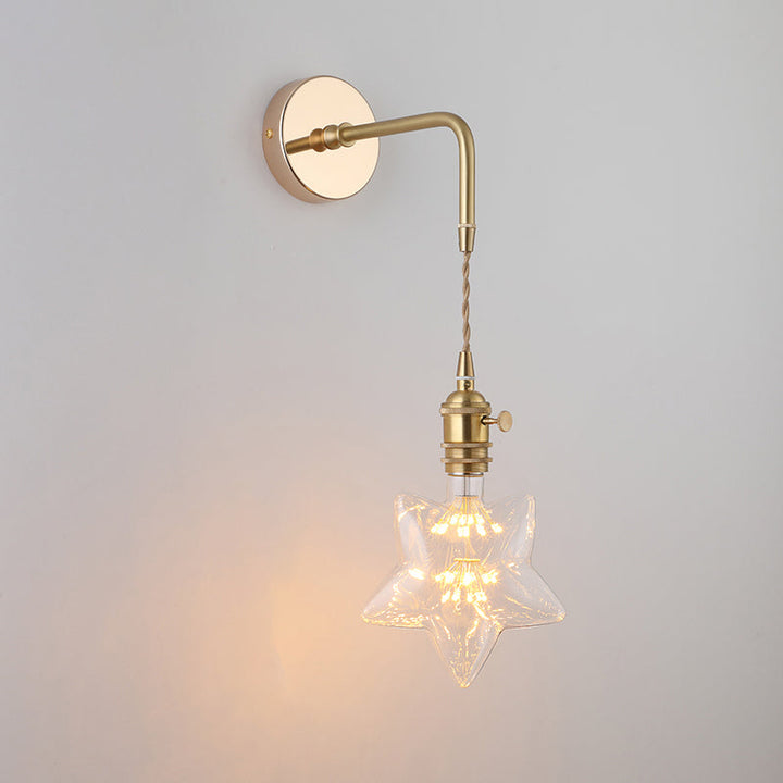 Shaded Glass Wall Light Fixture Vintage Single-Bulb Bedside Wall Mounted Lamp in Gold | Stornfield