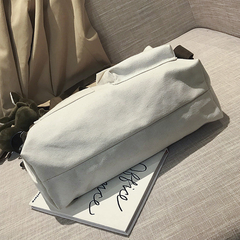 Versatile Tote Bag with Decorative Plush Keychain