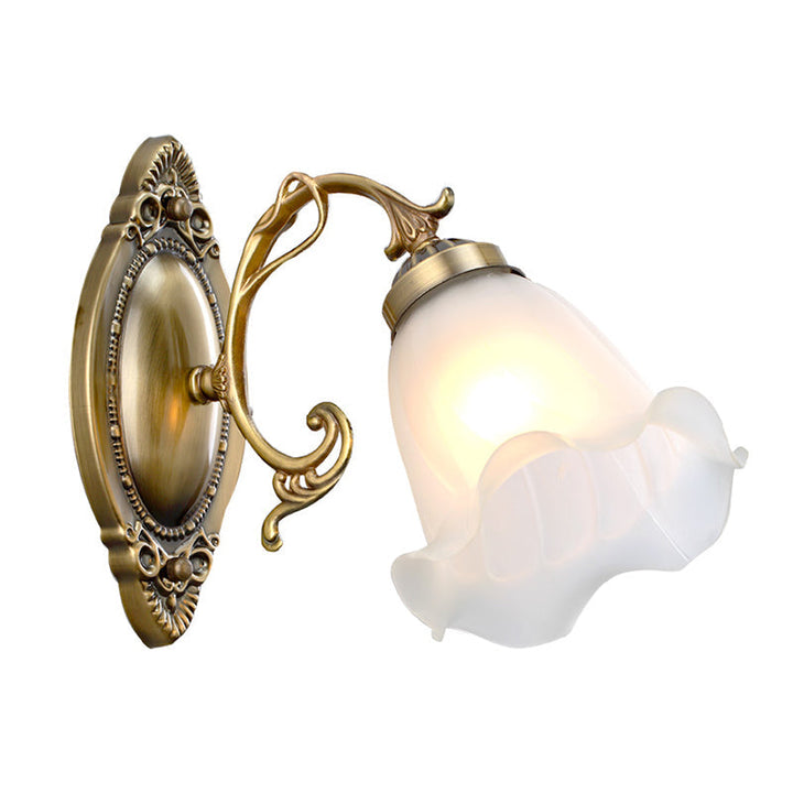 Stornfield | Classic Threaded Floral Lacquer Frosted Glass Wall Sconce