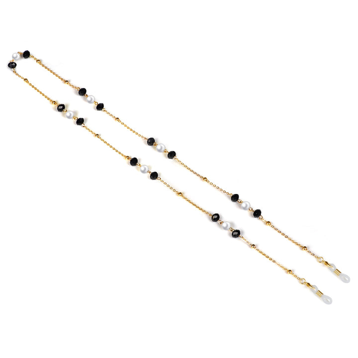 Elegant Pearl and Black Bead Eyewear Chain Stornfield