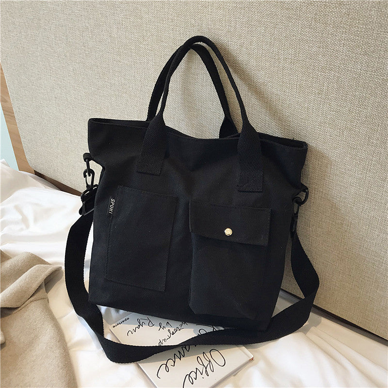 Versatile Tote Bag with Decorative Plush Keychain