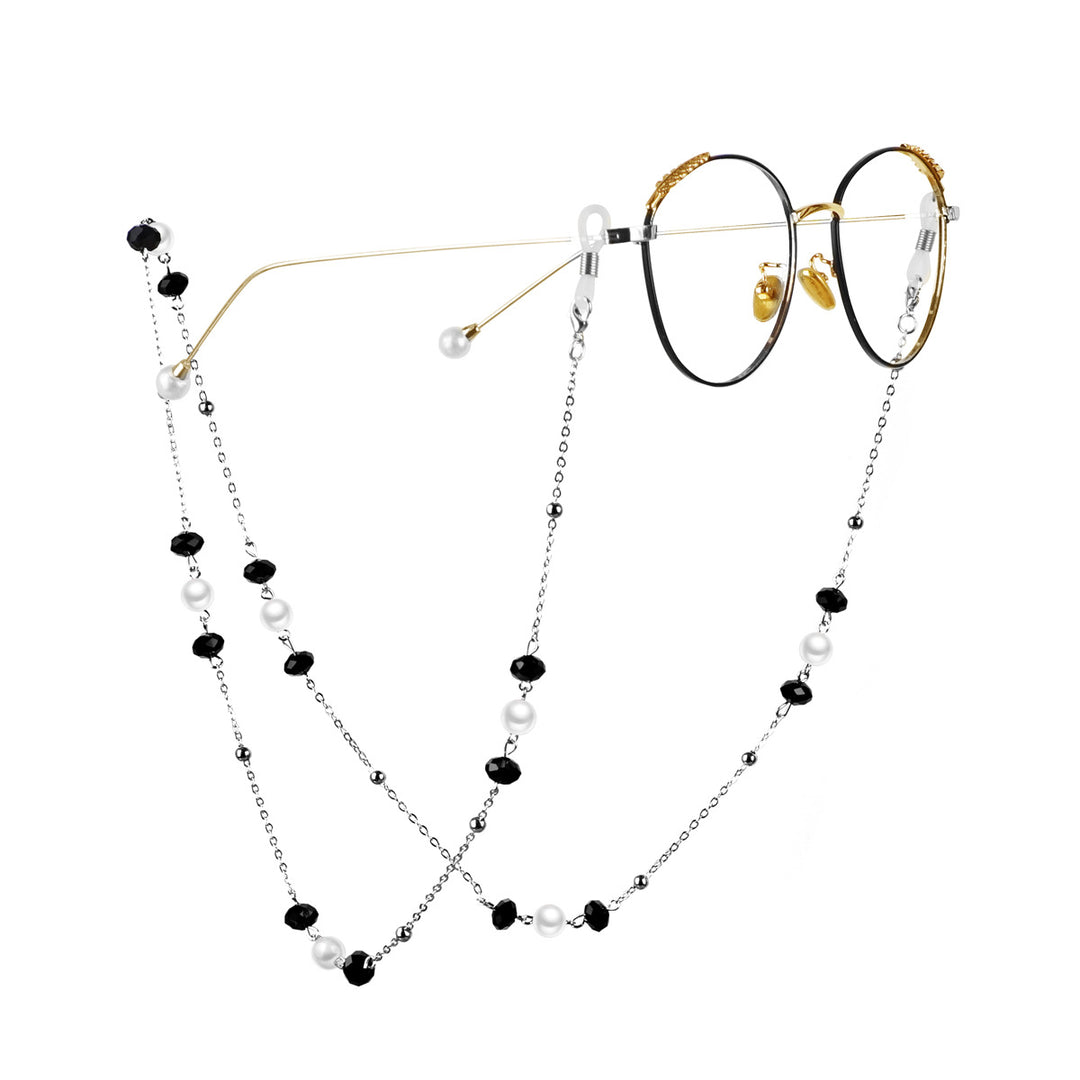 Elegant Pearl and Black Bead Eyewear Chain Stornfield