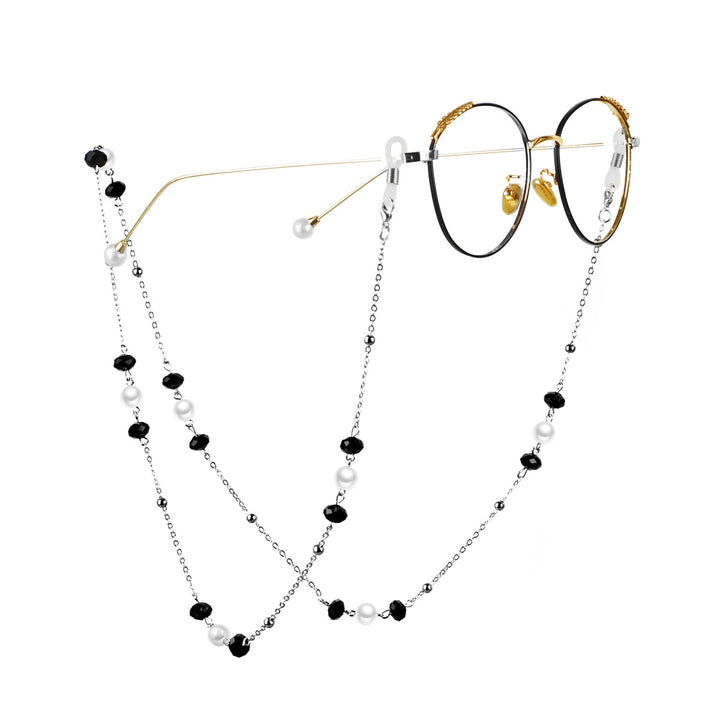Elegant Pearl and Black Bead Eyewear Chain Stornfield