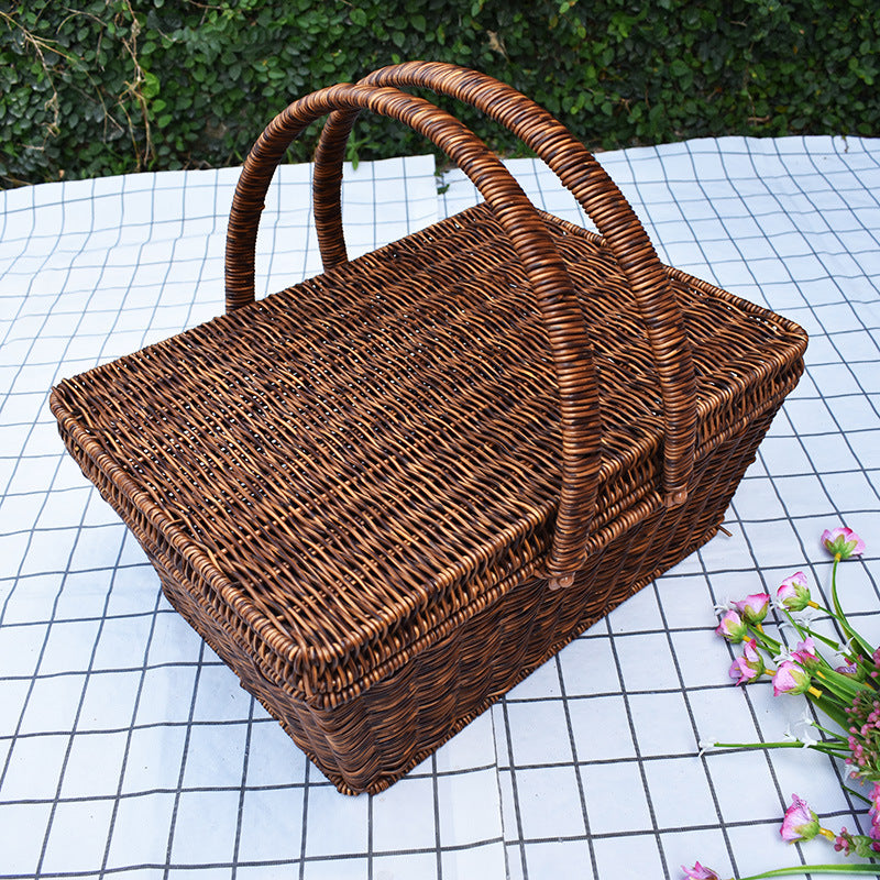Handcrafted Woven Storage Basket with Lid Stornfield 1789539601