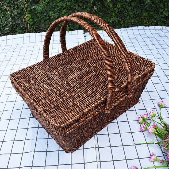 Handcrafted Woven Storage Basket with Lid Stornfield 1789539601