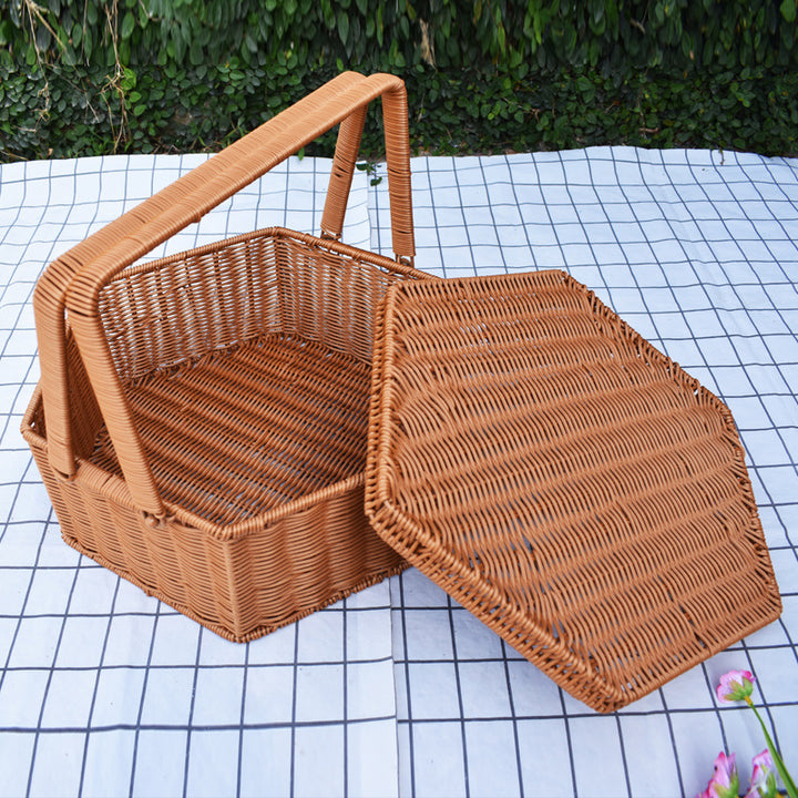 Handcrafted Woven Storage Basket with Lid Stornfield 1789539601